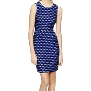 NEW J. Crew Blue A-Line Metallic Embroidered Polka Dot Dress Size 10